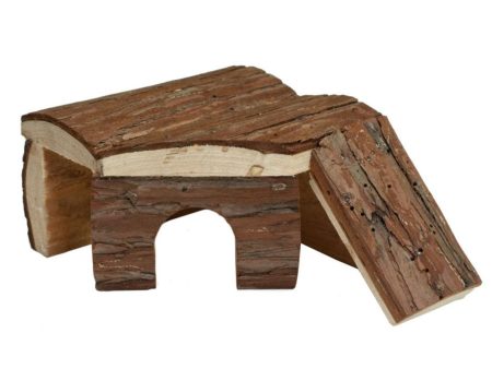 A E Cages Nibbles Log Cabin Small Animal Hut w-Ramp Brown; 1ea-SM Sale