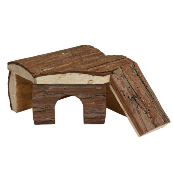 A E Cages Nibbles Log Cabin Small Animal Hut w-Ramp Brown; 1ea-SM Sale