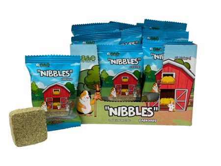 A and E Cages Barnyard Nibbles Hay Chew Small Animal Bites Round 32pc Display Online Sale