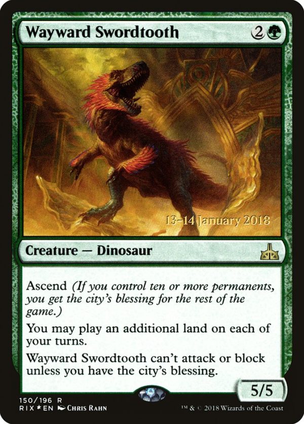 Wayward Swordtooth [Rivals of Ixalan Prerelease Promos] Hot on Sale